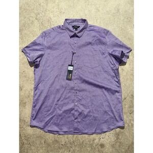Marc Anthony Shirt Men's Size 2XL Purple Stretch Slim Fit Collared Button Down